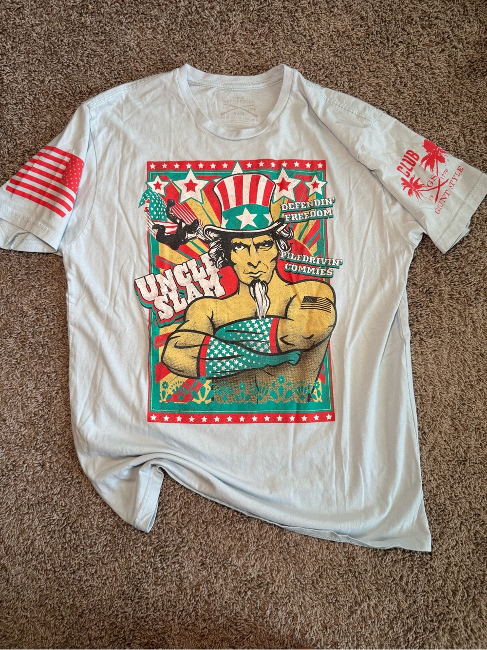 Men’s grunt style Uncle Sam Graphic Tee - Patriotic Red & Green Print